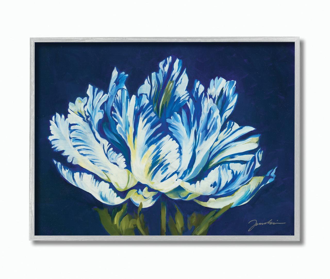 Stupell Industries Flower Shape Blue Green Painting Framed Wall Art by Third and Wall
