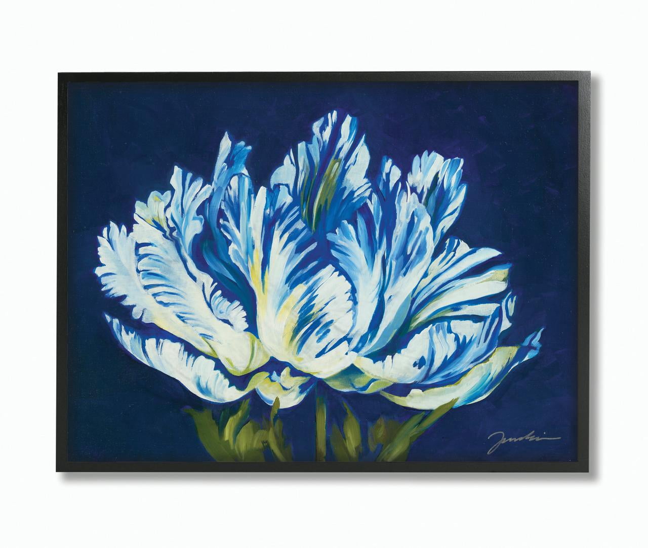 Stupell Industries Flower Shape Blue Green Painting Framed Wall Art by Third and Wall