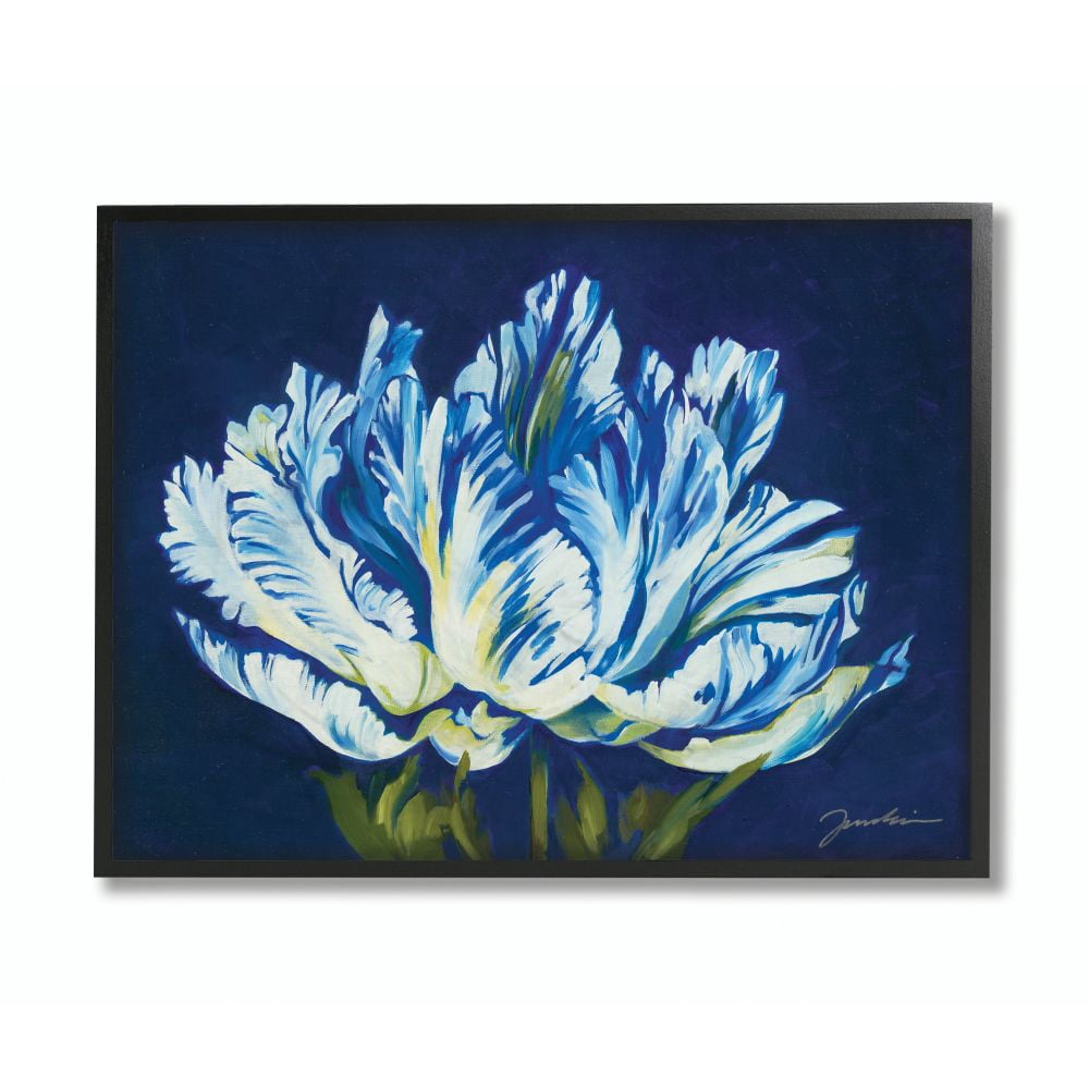Stupell Industries Flower Shape Blue Green Painting Framed Wall Art by Third and Wall