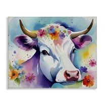 Stupell Industries Flower Speckled Cow Animals & Insects Painting Gallery Wrapped Canvas Art Print Wall Art, 20 x 16