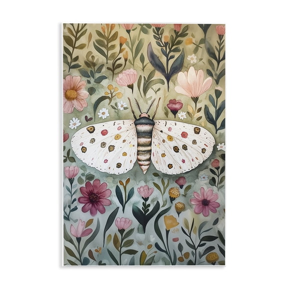 Stupell Industries Flower Speckled Moth Wings Floral Painting Unframed Art Print Wall Art, 13 x 19