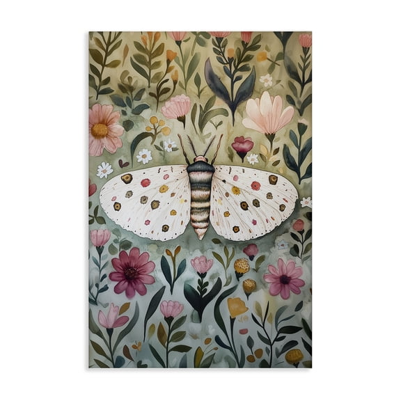Stupell Industries Flower Speckled Moth Wings Floral Painting Wrapped Canvas Canvas Art Print Wall Art, 16 x 24