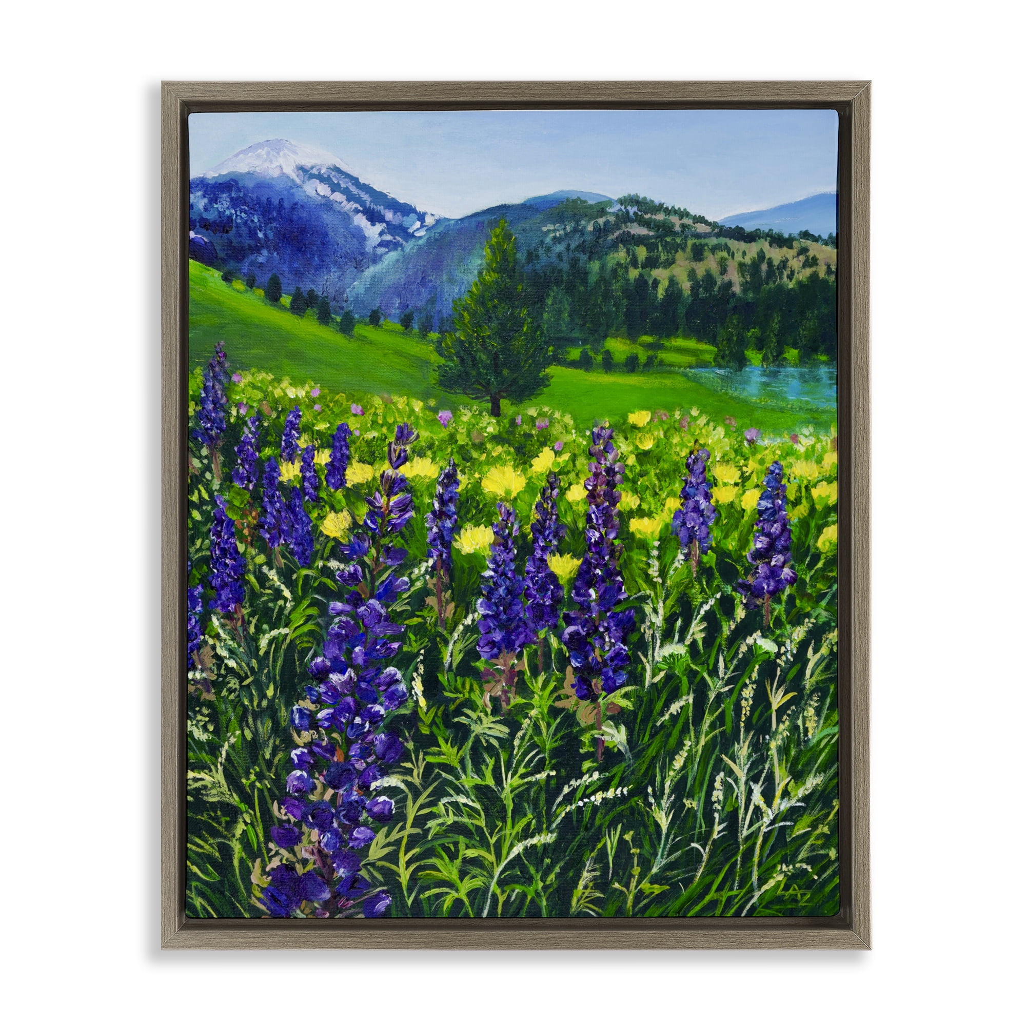 Stupell Industries Flower Speckled Valley Brown Framed Floater Canvas Wall Art, design by Lee Ann Zirbes