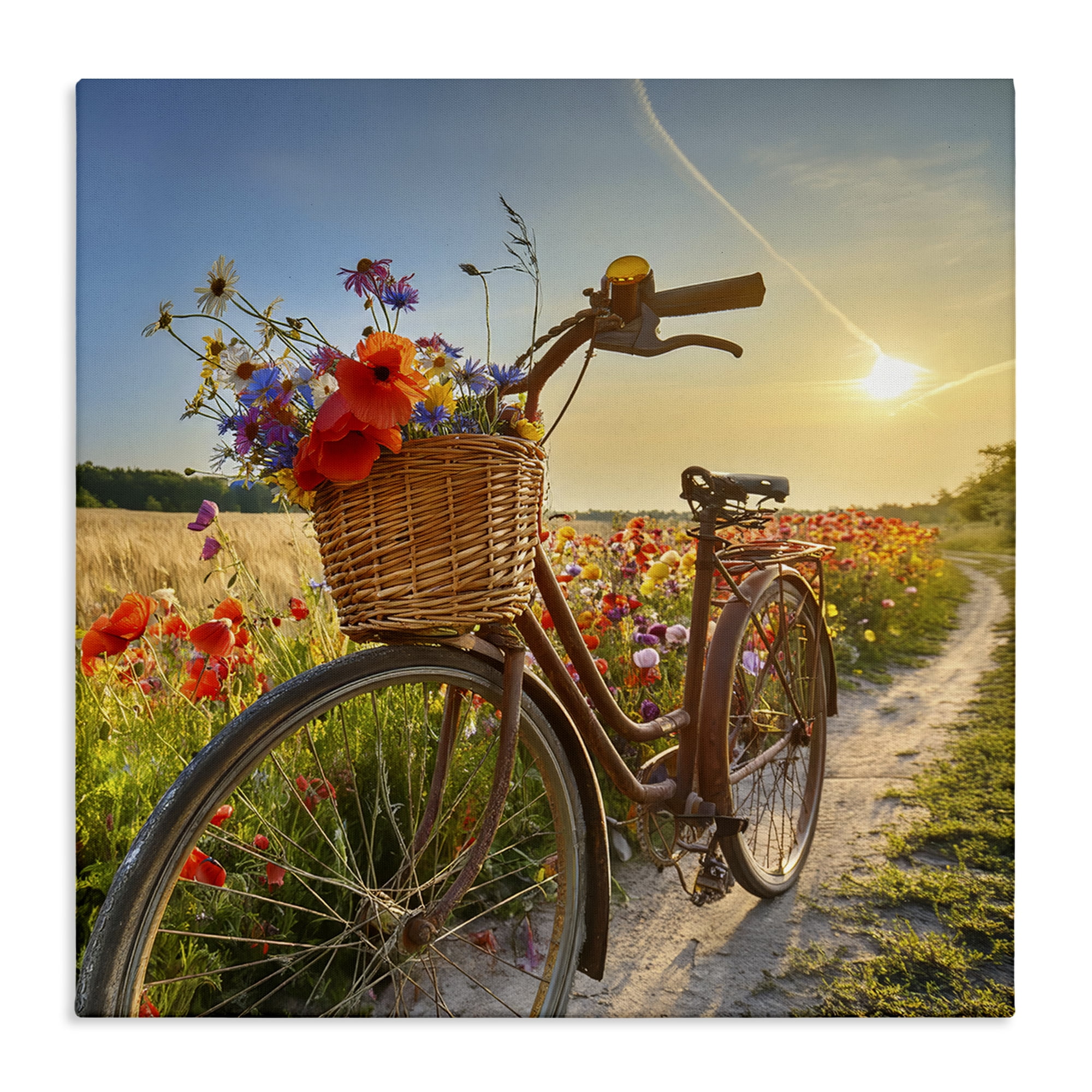 Stupell Industries Flower Stop Bicycle Transportation Photography Wrapped Canvas Art Print Wall Art, 24 x 24