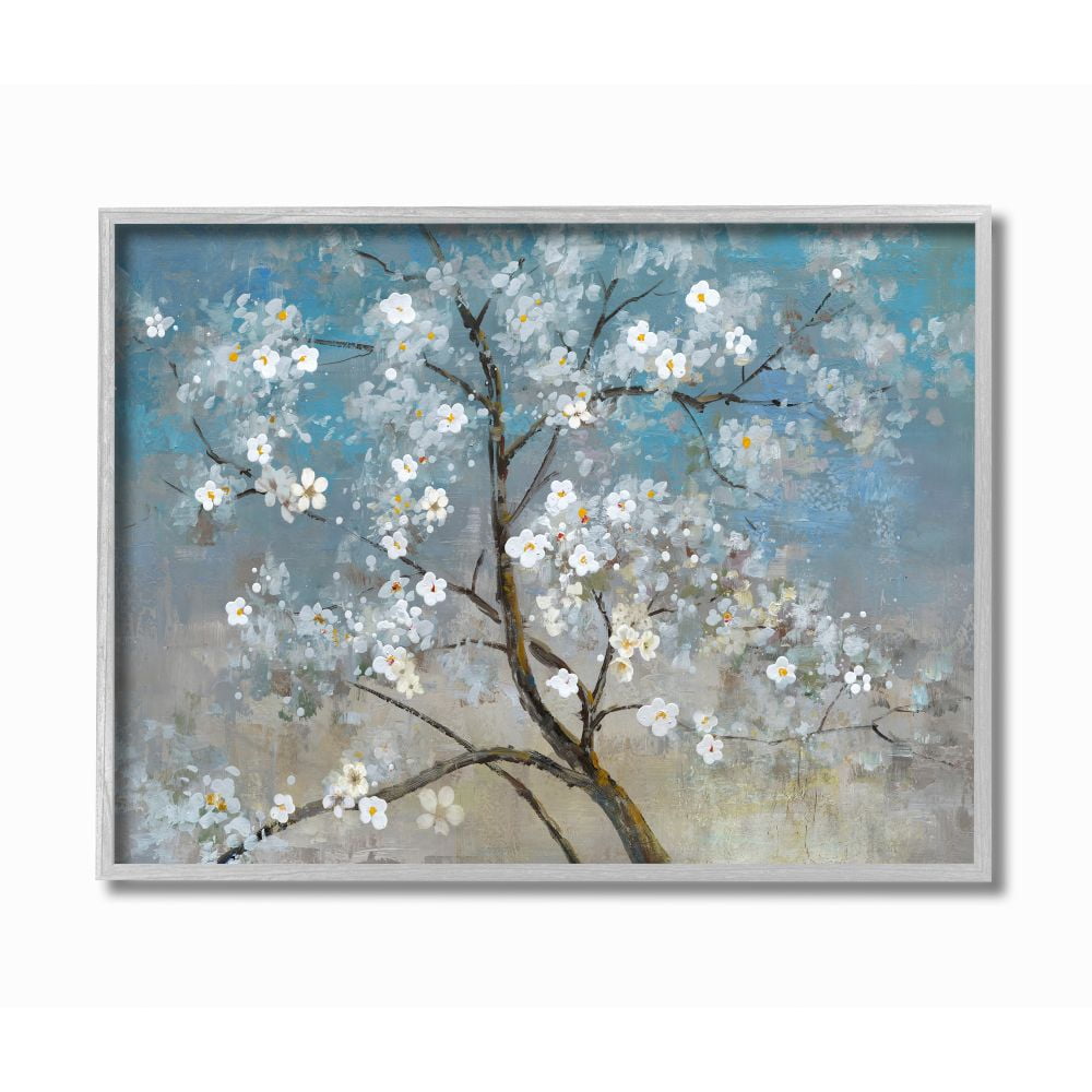 Stupell Industries Flower Tree Blooms Blue Painting Framed Wall Art by Main Line Studio