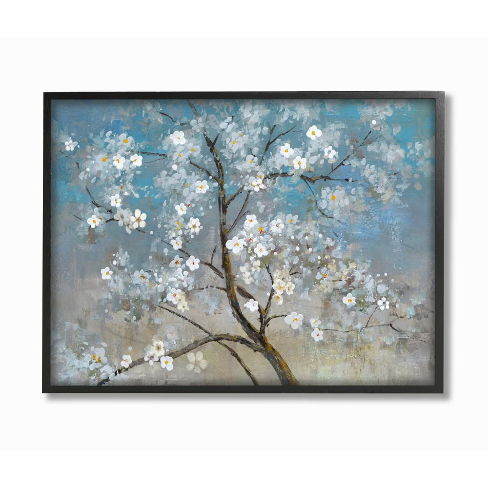 Stupell Industries Flower Tree Blooms Blue Painting Framed Wall Art by Main Line Studio
