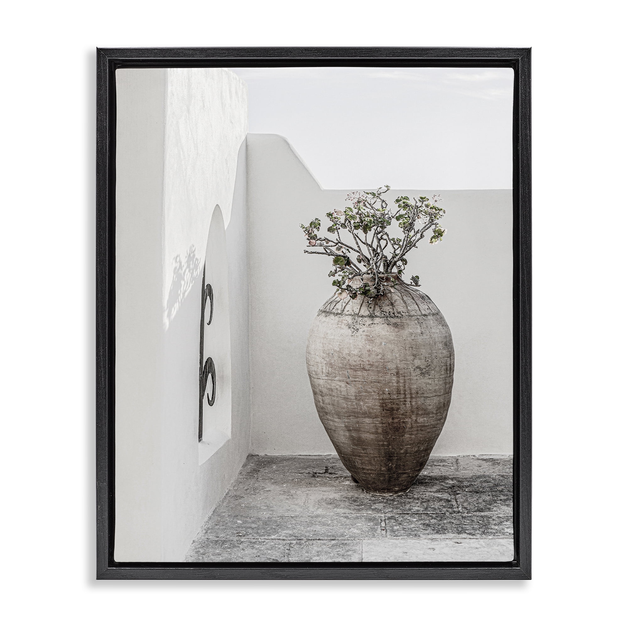 Stupell Industries Flower Vase with Architecture Buildings & Architecture Photography Black Floater Framed Canvas Art Print Wall Art, 25 x 31