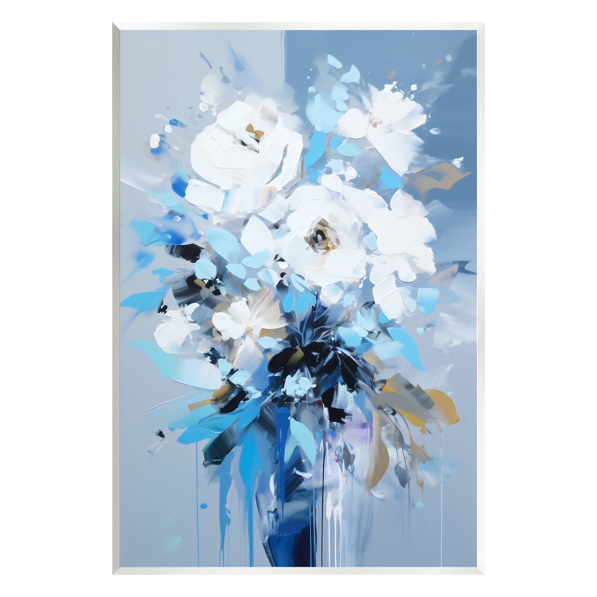 Stupell Industries Flower with Modern Drip Botanical & Floral Painting Unframed Art Print Wall Art, 10 x 15