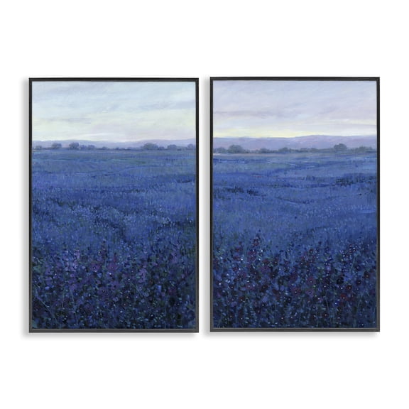 Stupell Industries Flowering Field Purple Haze Landscape & Nature Painting Black Framed Art Print Wall Art, 16 x 24, Set of 2