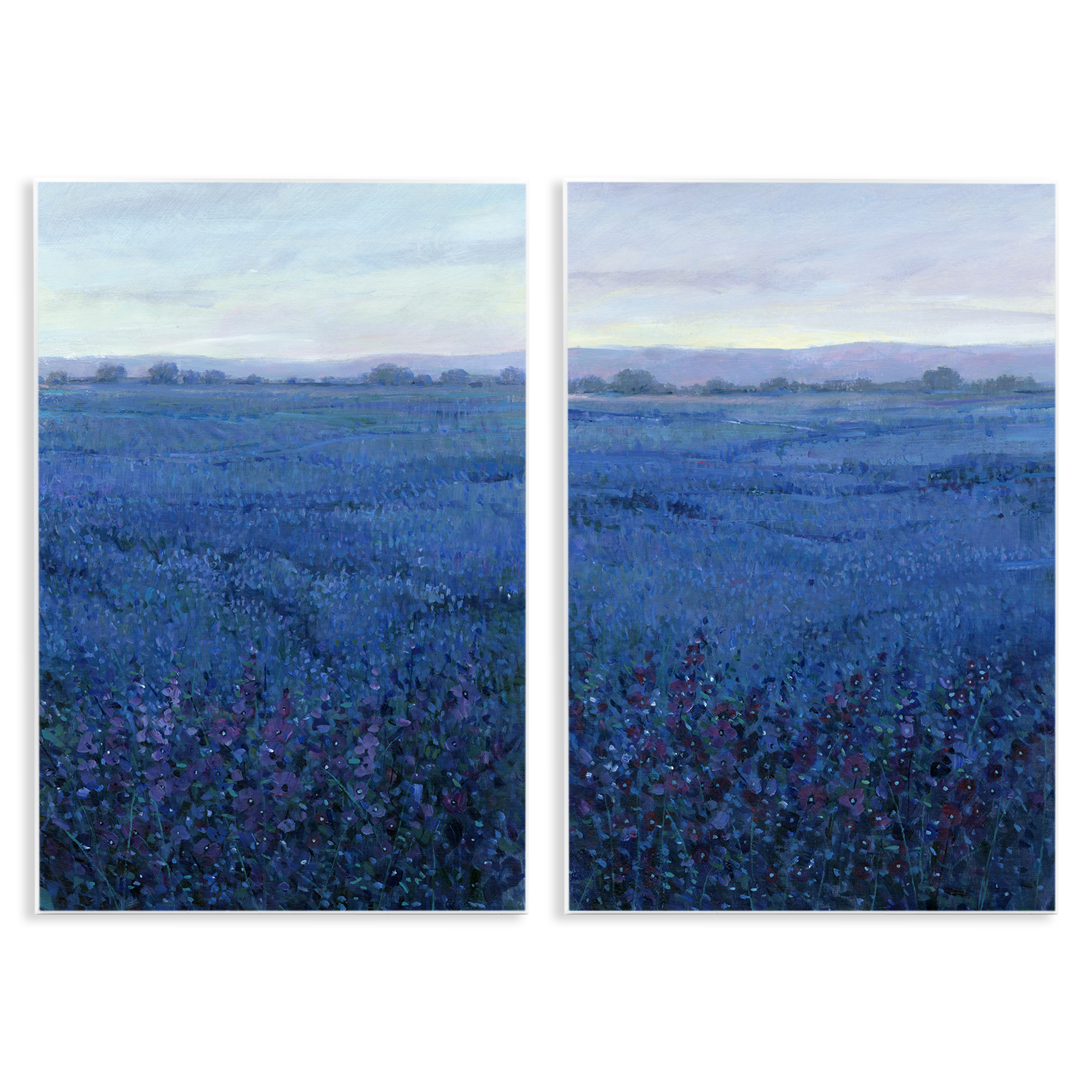 Stupell Industries Flowering Field Purple Haze Landscape & Nature Painting Unframed Art Print Wall Art, 13 x 19, Set of 2