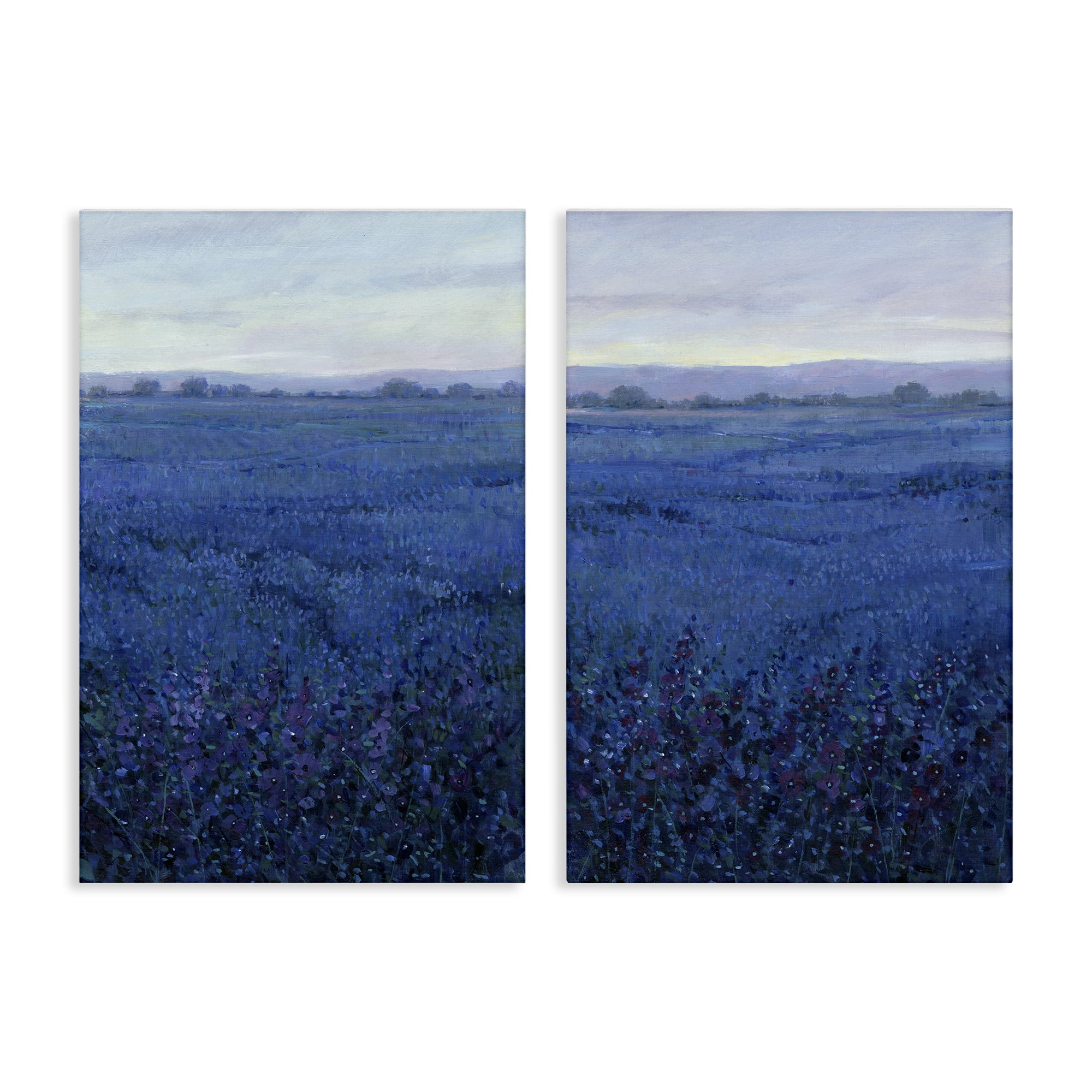 Stupell Industries Flowering Field Purple Haze Landscape & Nature Painting Wrapped Canvas Art Print Wall Art, 20 x 30, Set of 2