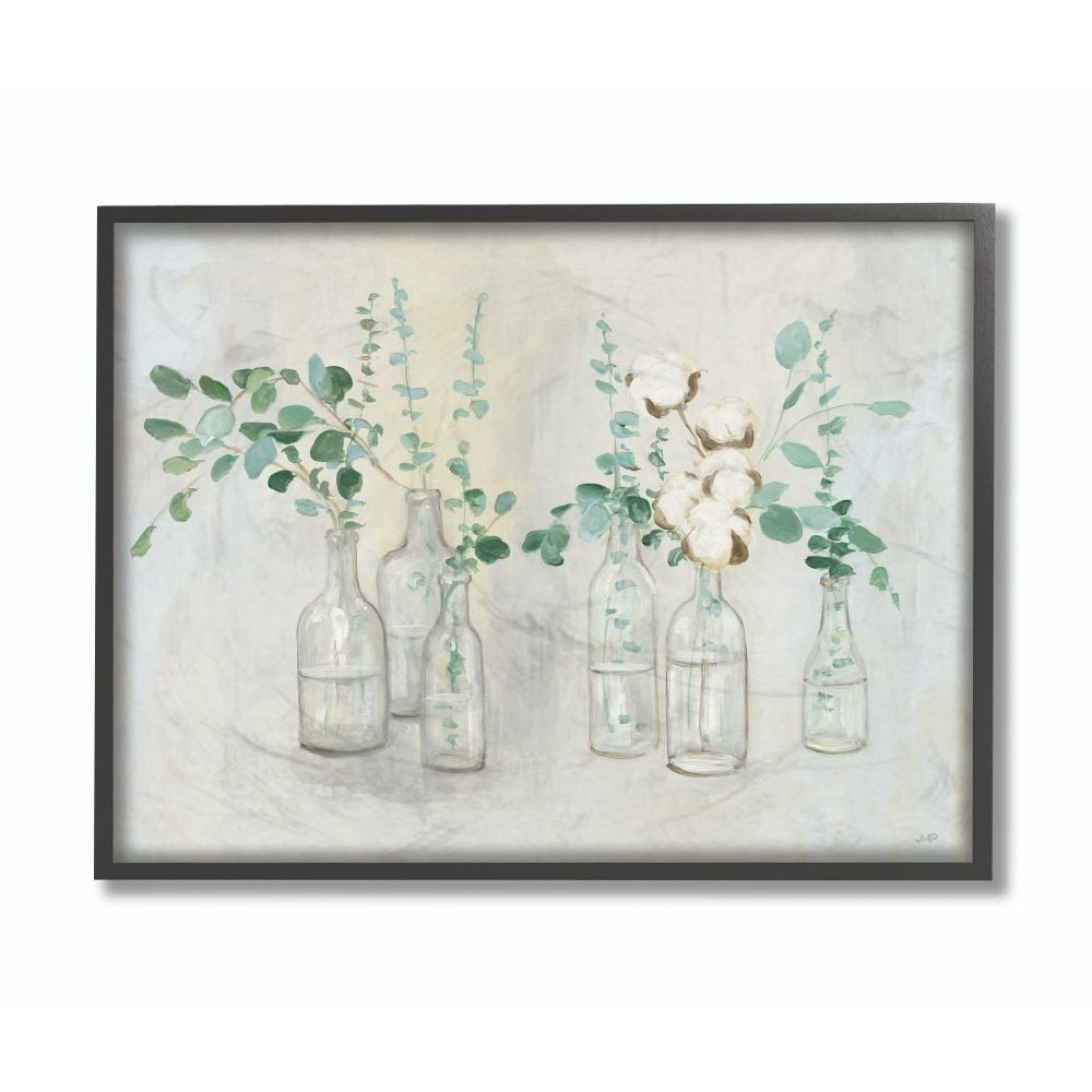 Stupell Industries Flowers And Plants Neutral Grey Green Painting Framed Giclee Texturized Art by Julia Purinton