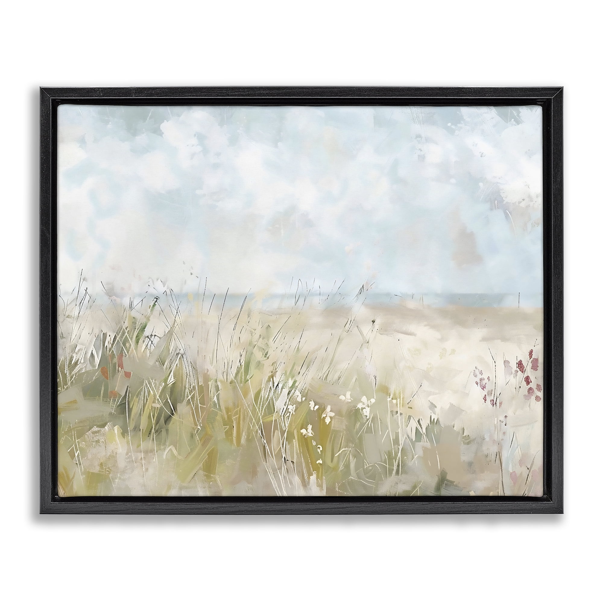 Stupell Industries Flowers By The Ocean Black Framed Floater Canvas Wall Art, design by Creative Studio