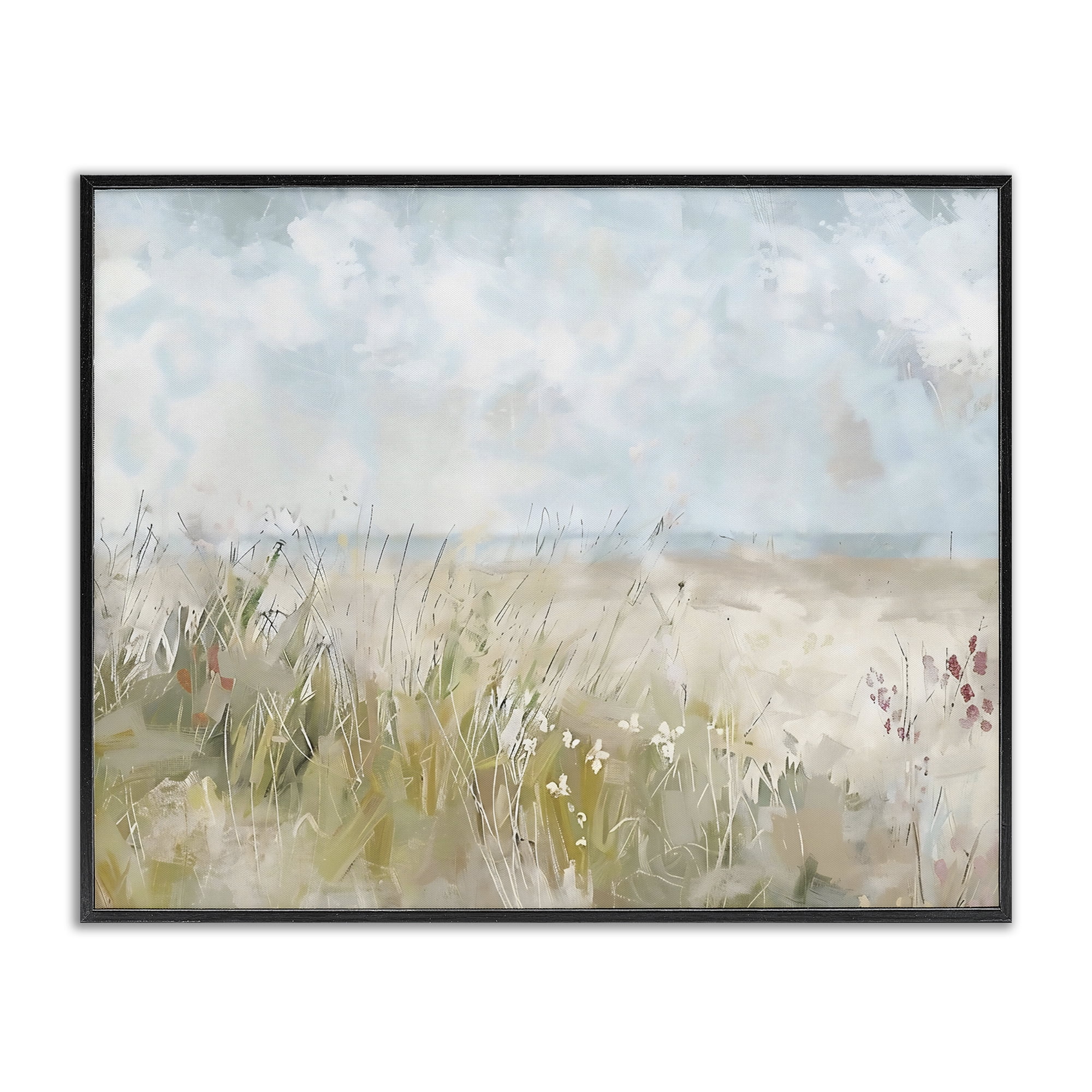 Stupell Industries Flowers By The Ocean Black Framed Giclee Art, design by Creative Studio