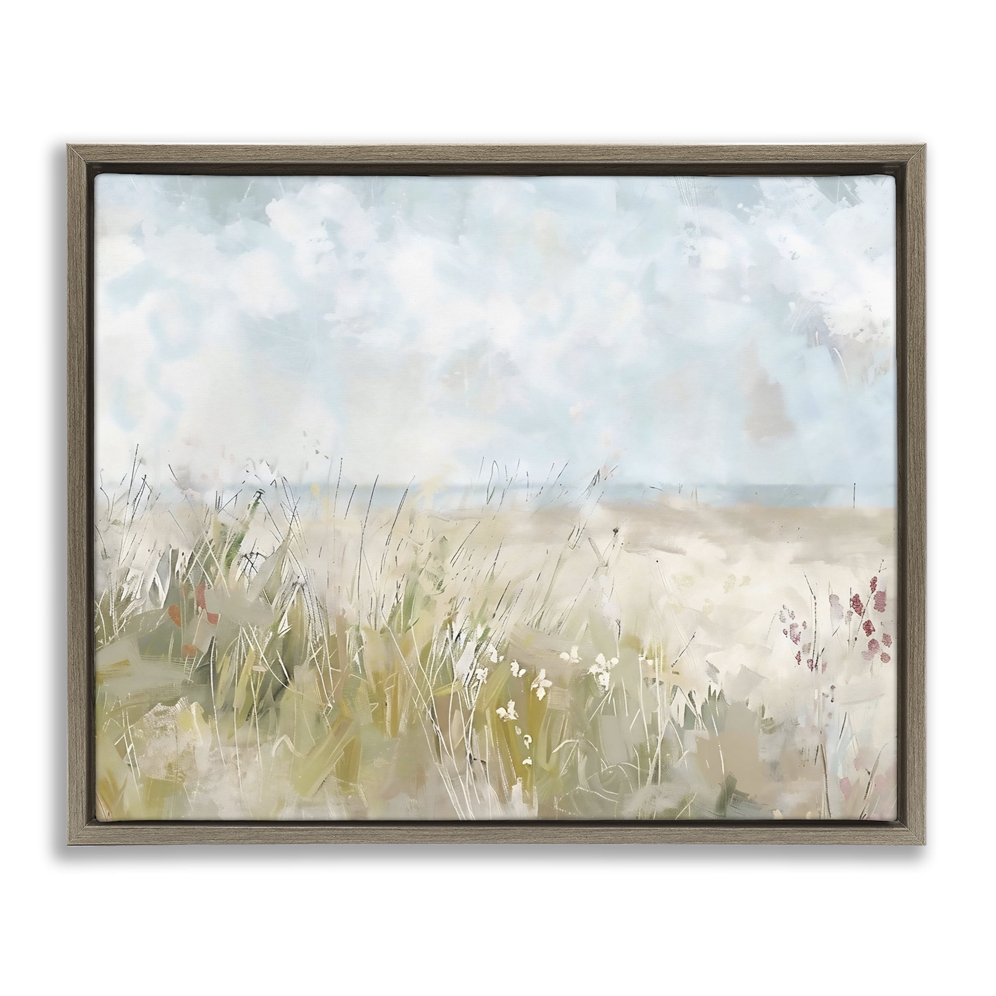 Stupell Industries Flowers By The Ocean Brown Framed Floater Canvas Wall Art, design by Creative Studio