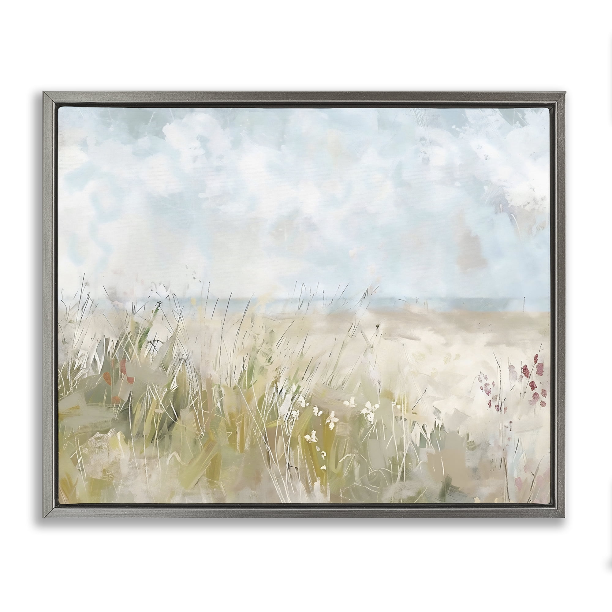Stupell Industries Flowers By The Ocean Gray Framed Floater Canvas Wall Art, design by Creative Studio