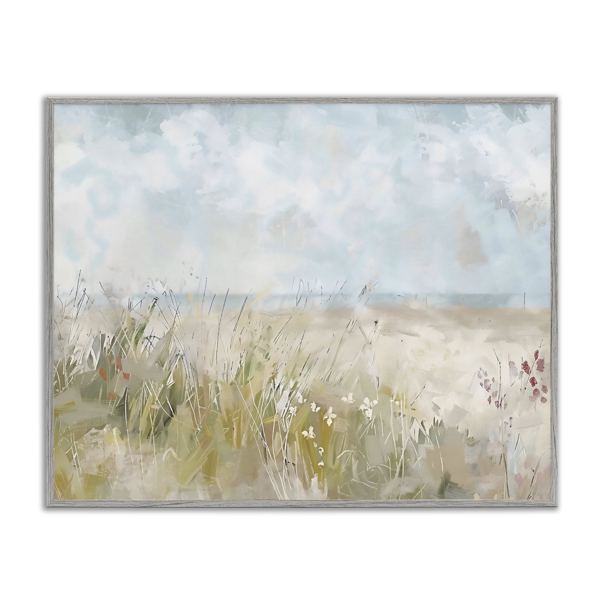 Stupell Industries Flowers By The Ocean Gray Framed Giclee Art, design by Creative Studio
