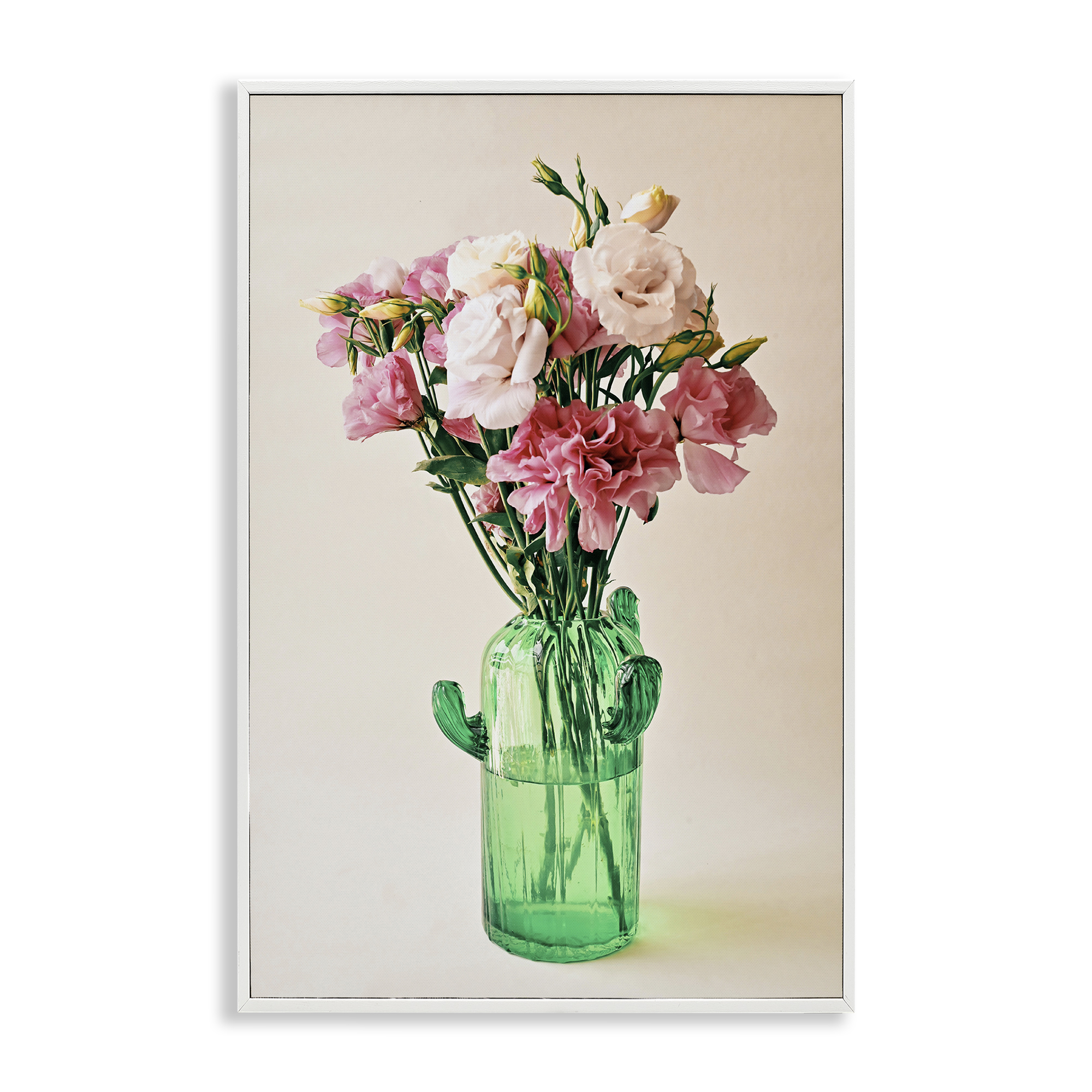 Stupell Industries Flowers in Cactus Vase Plants & Flowers Photography White Framed Art Print Wall Art, 20 x 30