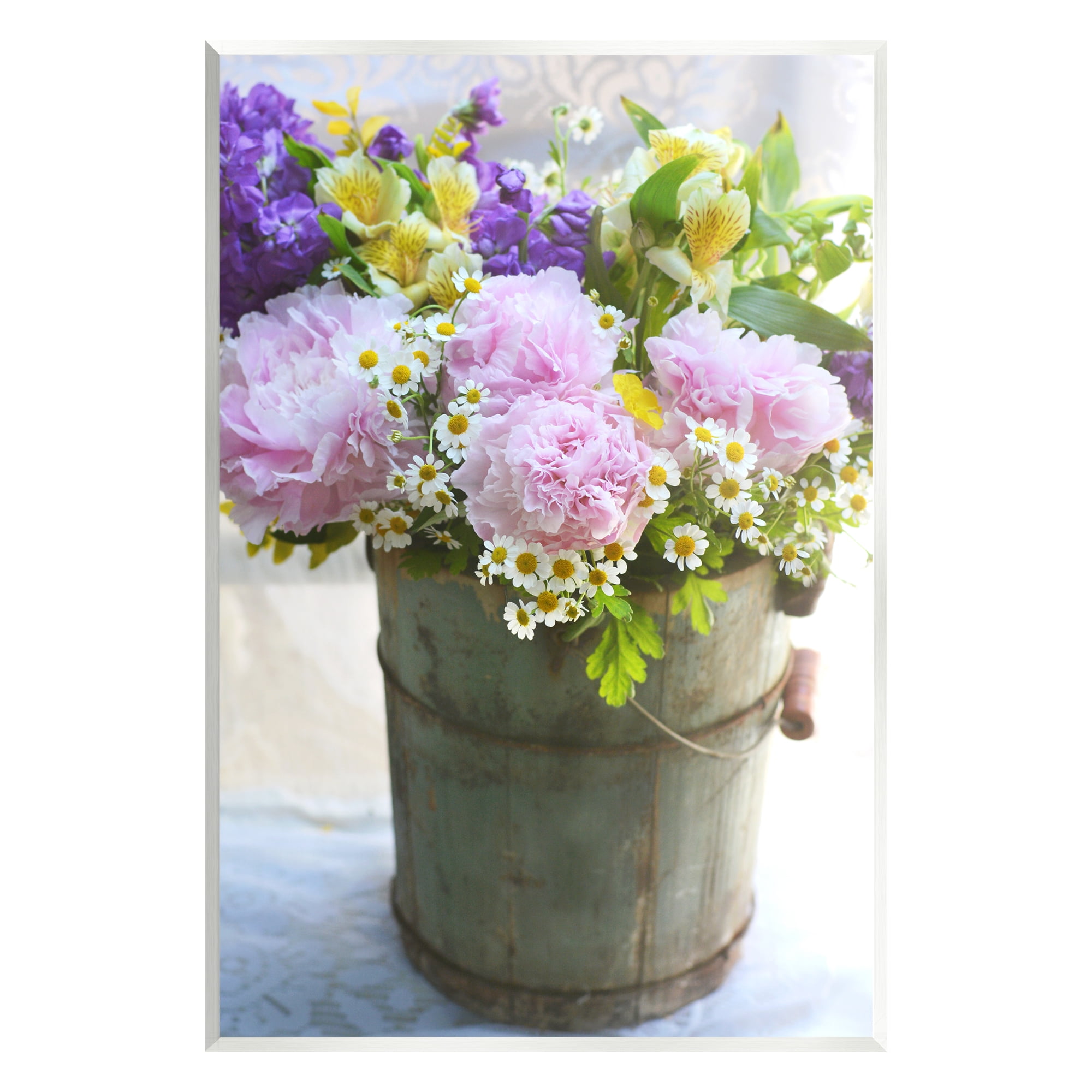 Stupell Industries Flowers in Country Tin Botanical & Floral Photography Unframed Art Print Wall Art, 13 x 19
