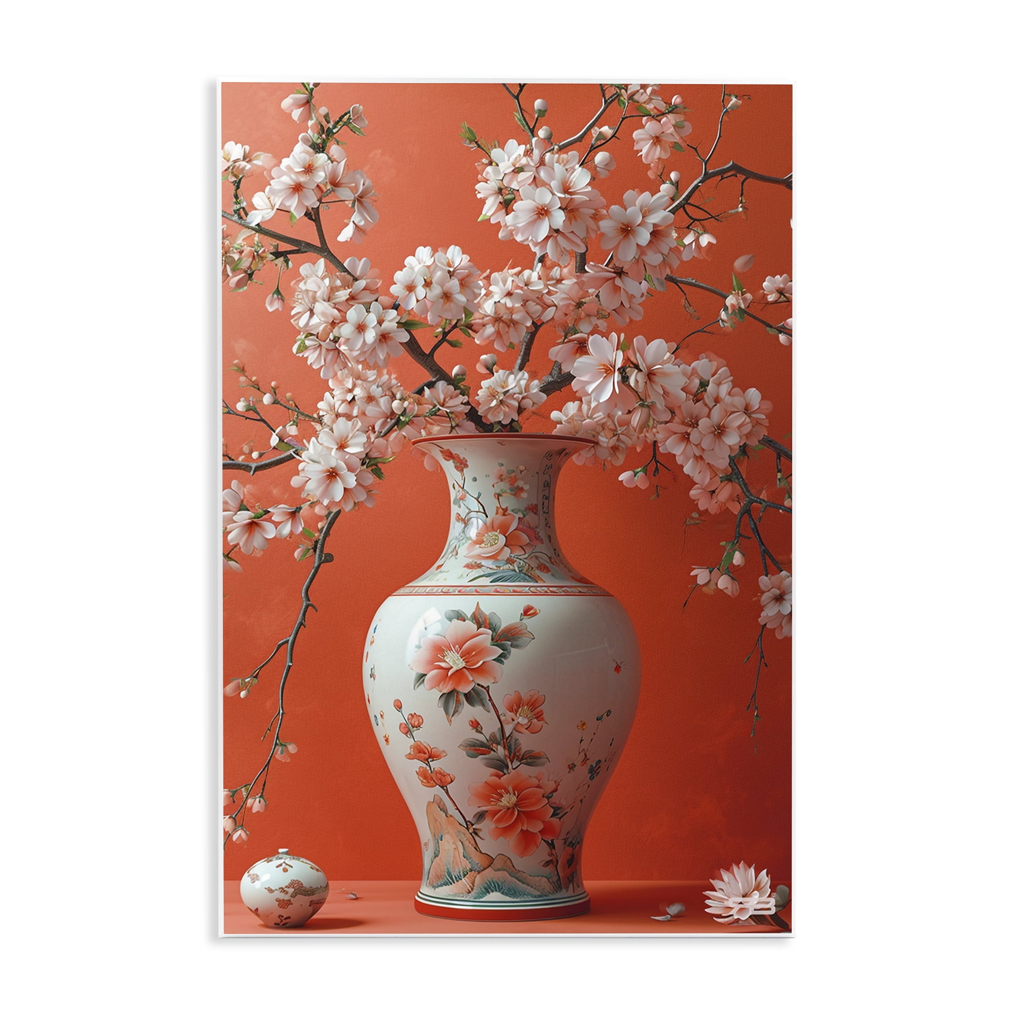 Stupell Industries Flowers in Eastern Vase Botanical & Floral Painting Unframed Art Print Wall Art, 13 x 19