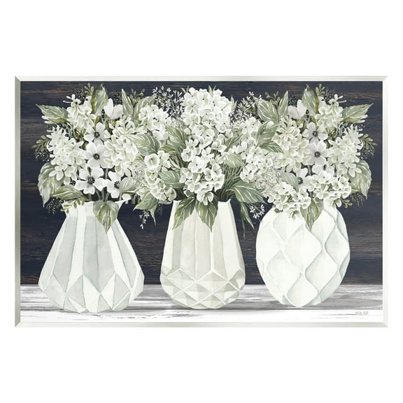 Stupell Industries Flowers in Geometric Vases Botanical & Floral Painting Unframed Art Print Wall Art, 15 x 10