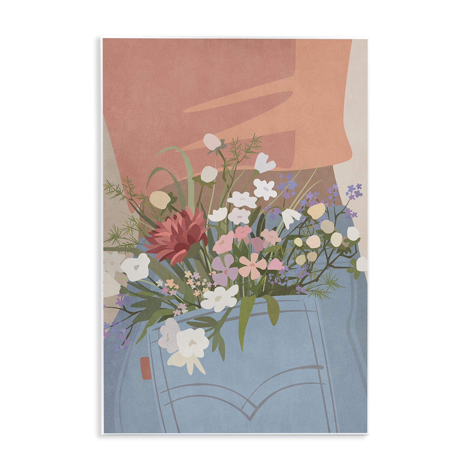 Stupell Industries Flowers in Jeans Pocket Plants & Flowers Painting Unframed Art Print Wall Art, 10 x 15