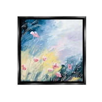 Stupell Industries Flowers with Abstract Ombre Botanical & Floral Painting Black Floater Framed Canvas Art Print Wall Art, 18 x 18