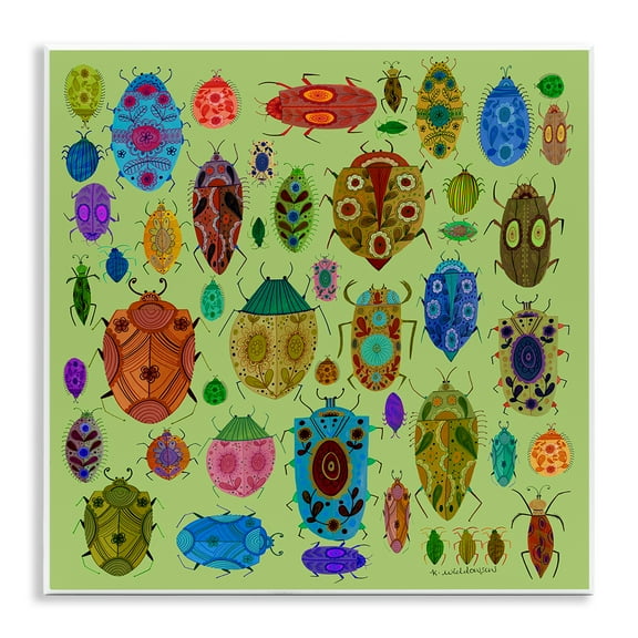 Stupell Industries Flowery Bugs & Insects Animals Painting Unframed Art Print Wall Art, 12 x 12