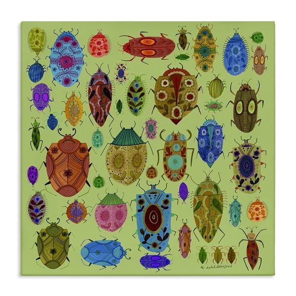 Stupell Industries Flowery Bugs & Insects Animals Painting Wrapped Canvas Canvas Art Print Wall Art, 30 x 30