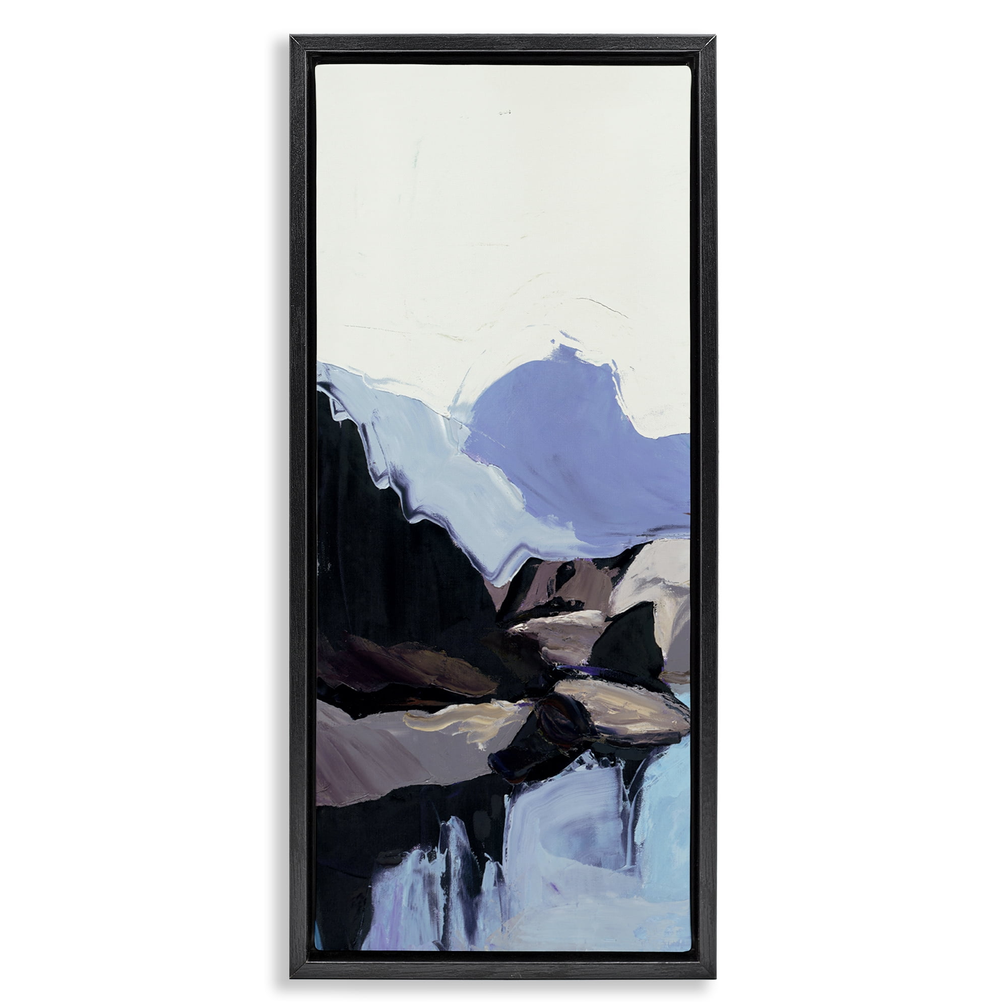 Stupell Industries Flowing Abstract Mountains Landscape & Nature Painting Black Floater Framed Canvas Art Print Wall Art, 11 x 25