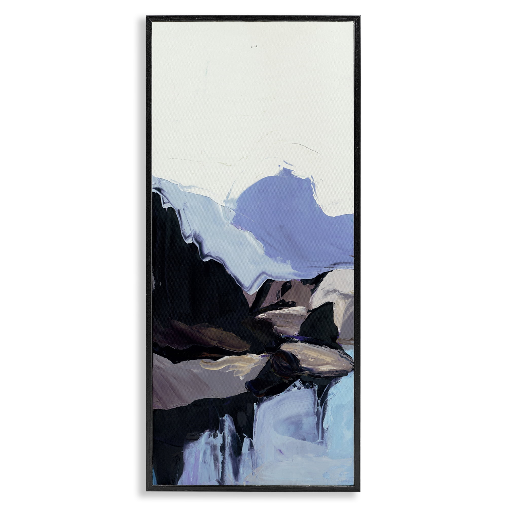 Stupell Industries Flowing Abstract Mountains Landscape & Nature Painting Black Framed Art Print Wall Art, 13 x 30