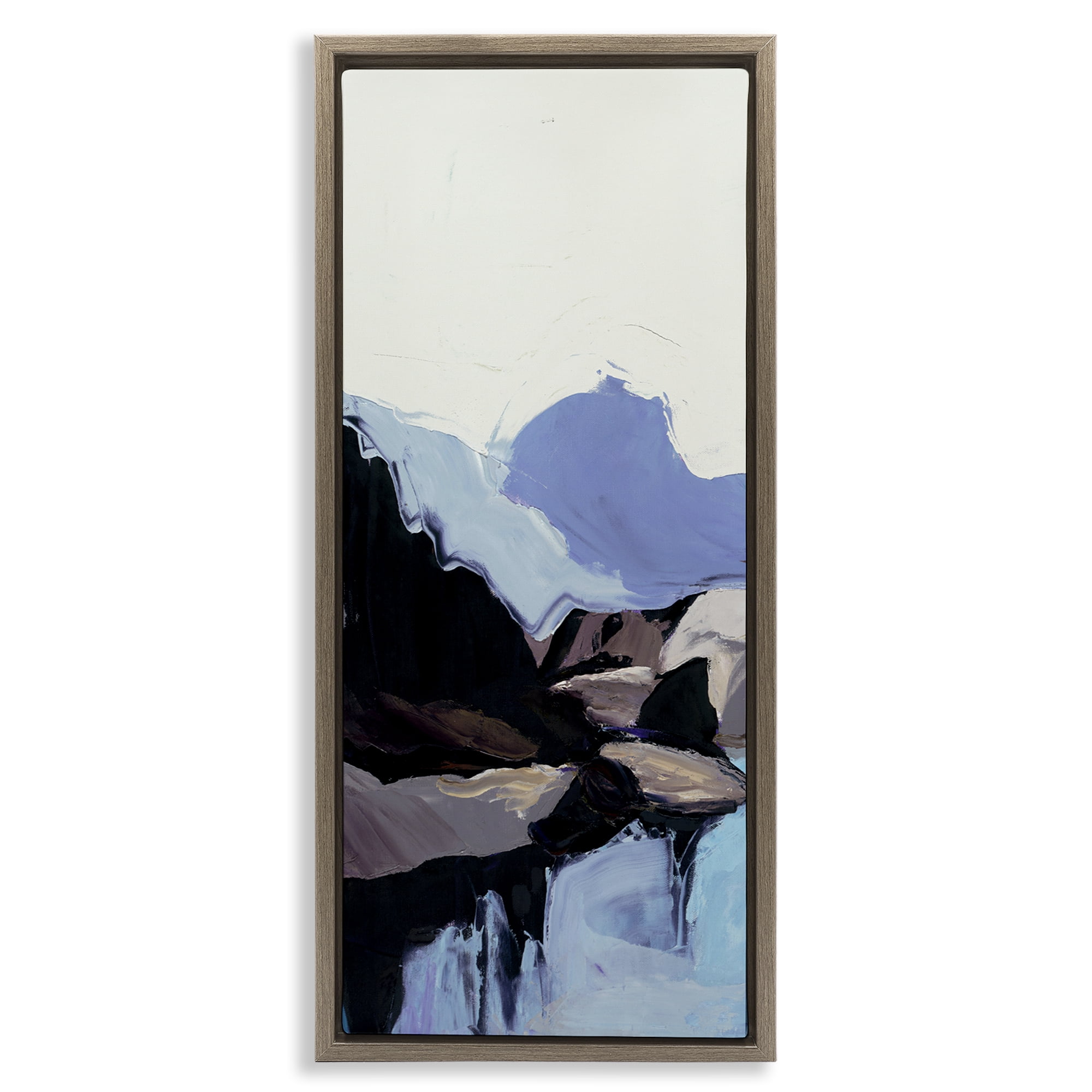 Stupell Industries Flowing Abstract Mountains Landscape & Nature Painting Brown Floater Framed Canvas Art Print Wall Art, 11 x 25