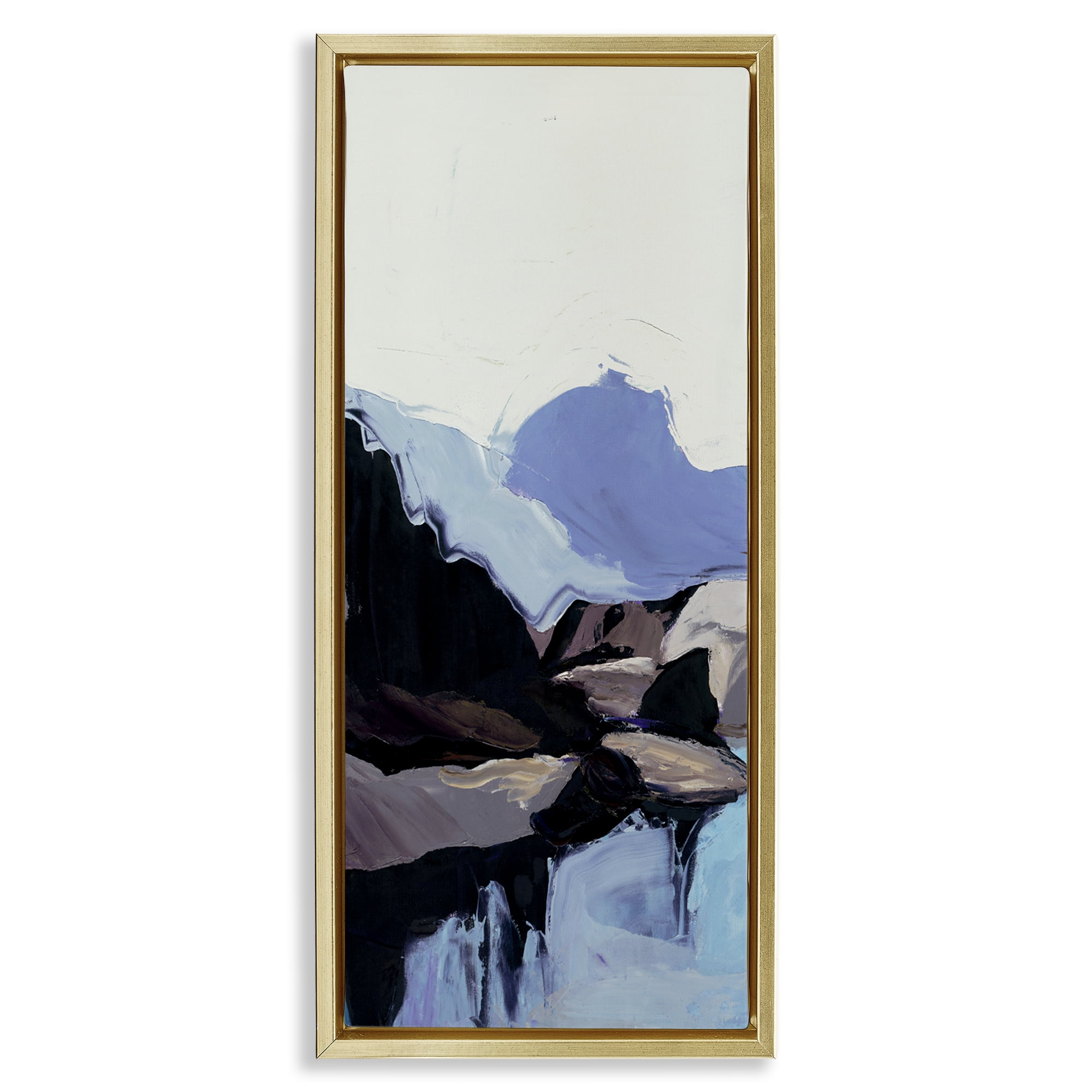 Stupell Industries Flowing Abstract Mountains Landscape & Nature Painting Gold Floater Framed Canvas Art Print Wall Art, 14 x 31