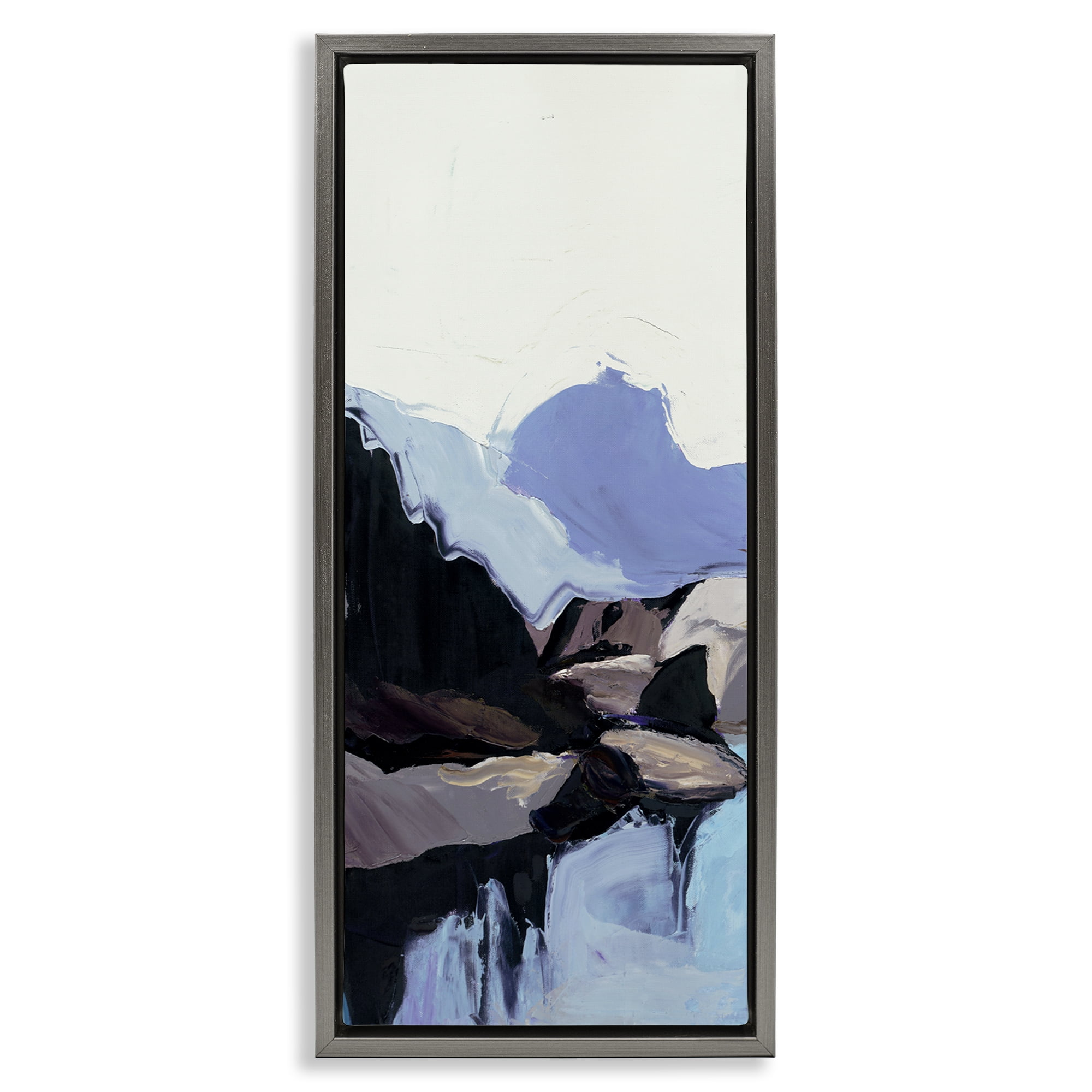 Stupell Industries Flowing Abstract Mountains Landscape & Nature Painting Gray Floater Framed Canvas Art Print Wall Art, 11 x 25