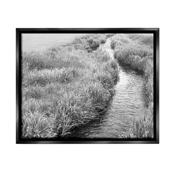 Stupell Industries Flowing Beach Canal Landscape Photography Black Floater Framed Canvas Art Print Wall Art, 21 x 17