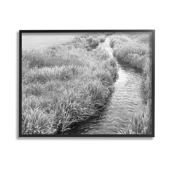 Stupell Industries Flowing Beach Canal Landscape Photography Black Framed Art Print Wall Art, 14 x 11