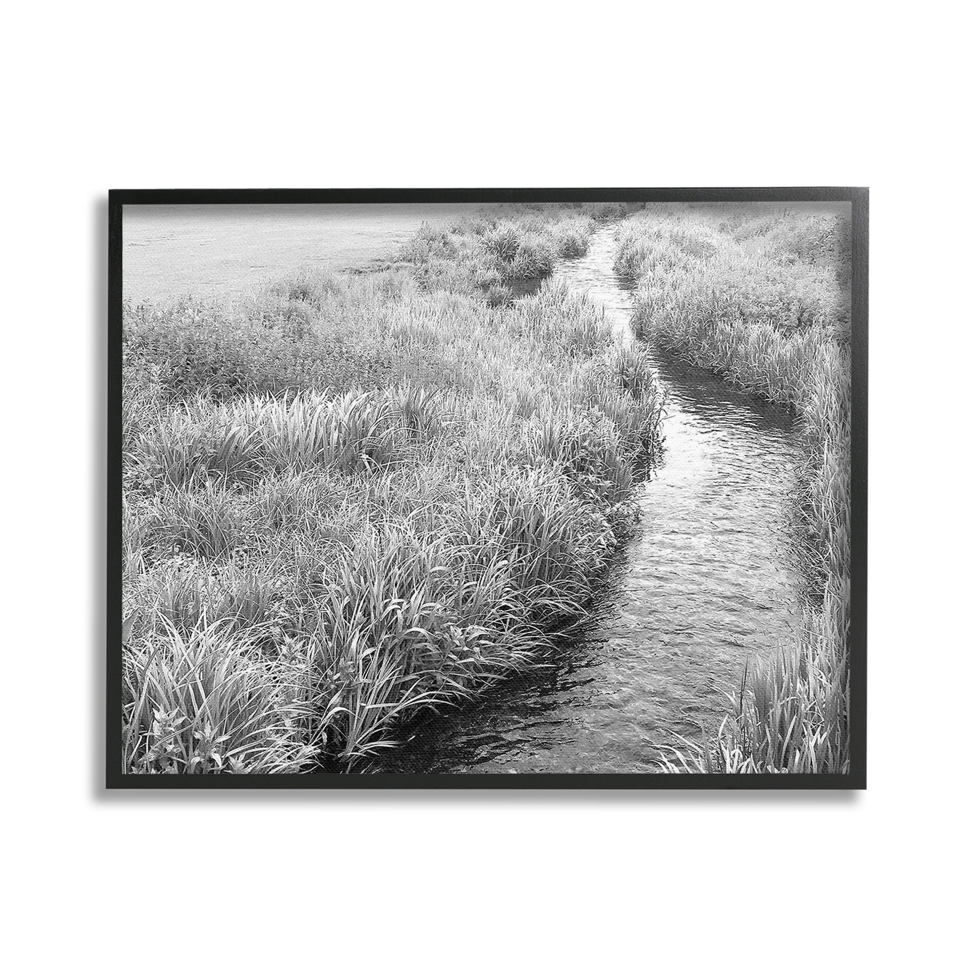 Stupell Industries Flowing Beach Canal Landscape Photography Black Framed Art Print Wall Art, 20 x 16
