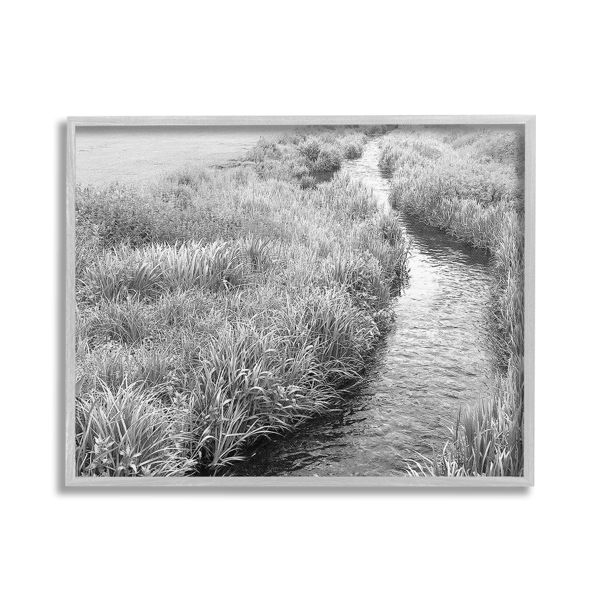 Stupell Industries Flowing Beach Canal Landscape Photography Gray Framed Art Print Wall Art, 20 x 16