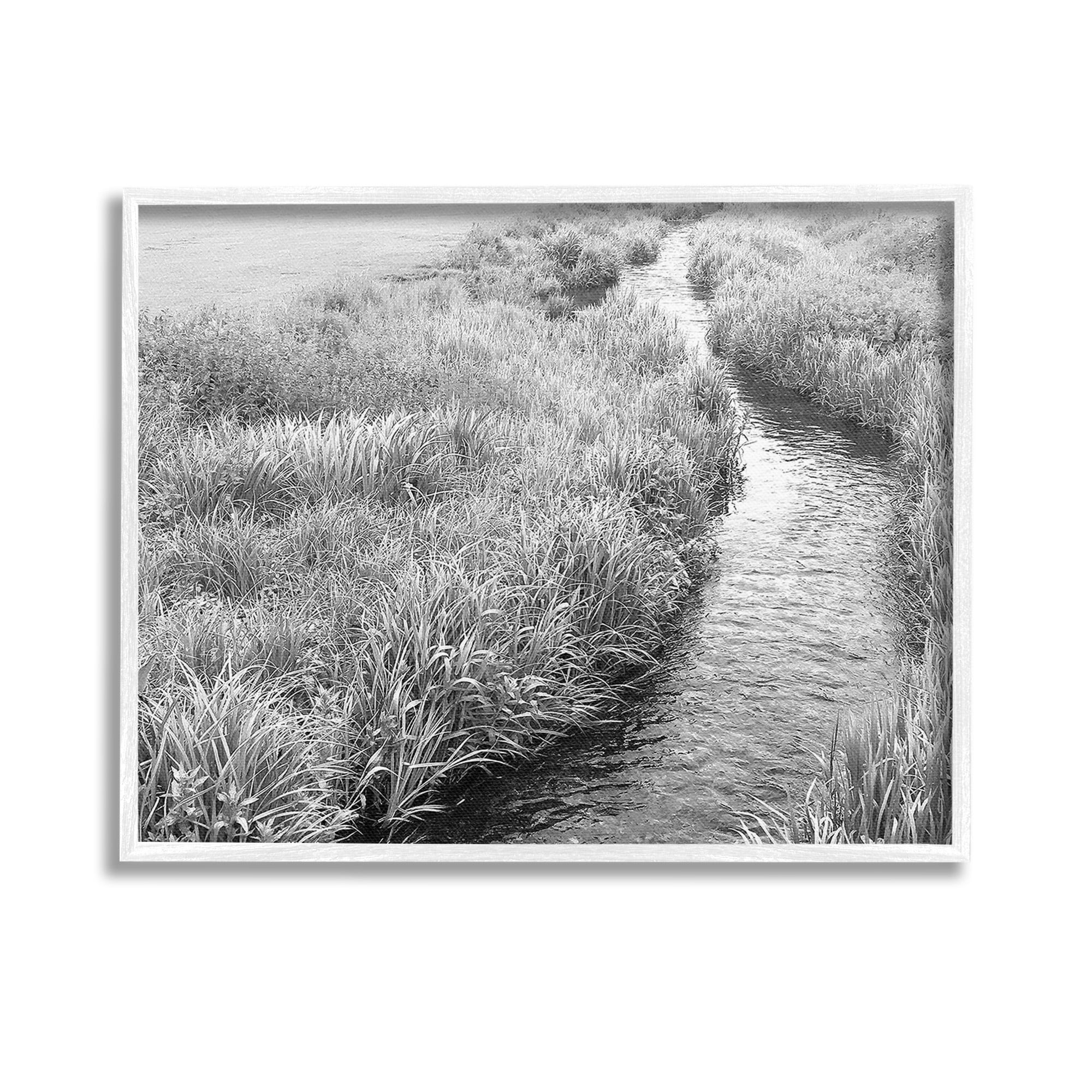 Stupell Industries Flowing Beach Canal Landscape Photography White Framed Art Print Wall Art, 14 x 11