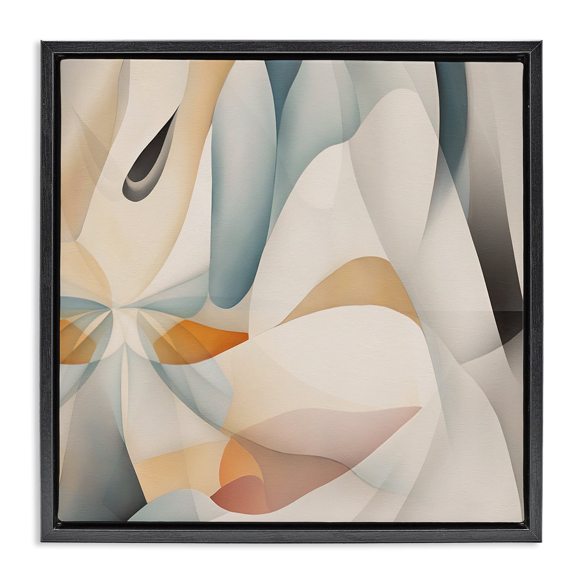 Stupell Industries Flowing Curved Shapes Abstract Painting Black Floater Framed Canvas Art Print Wall Art, 25 x 25