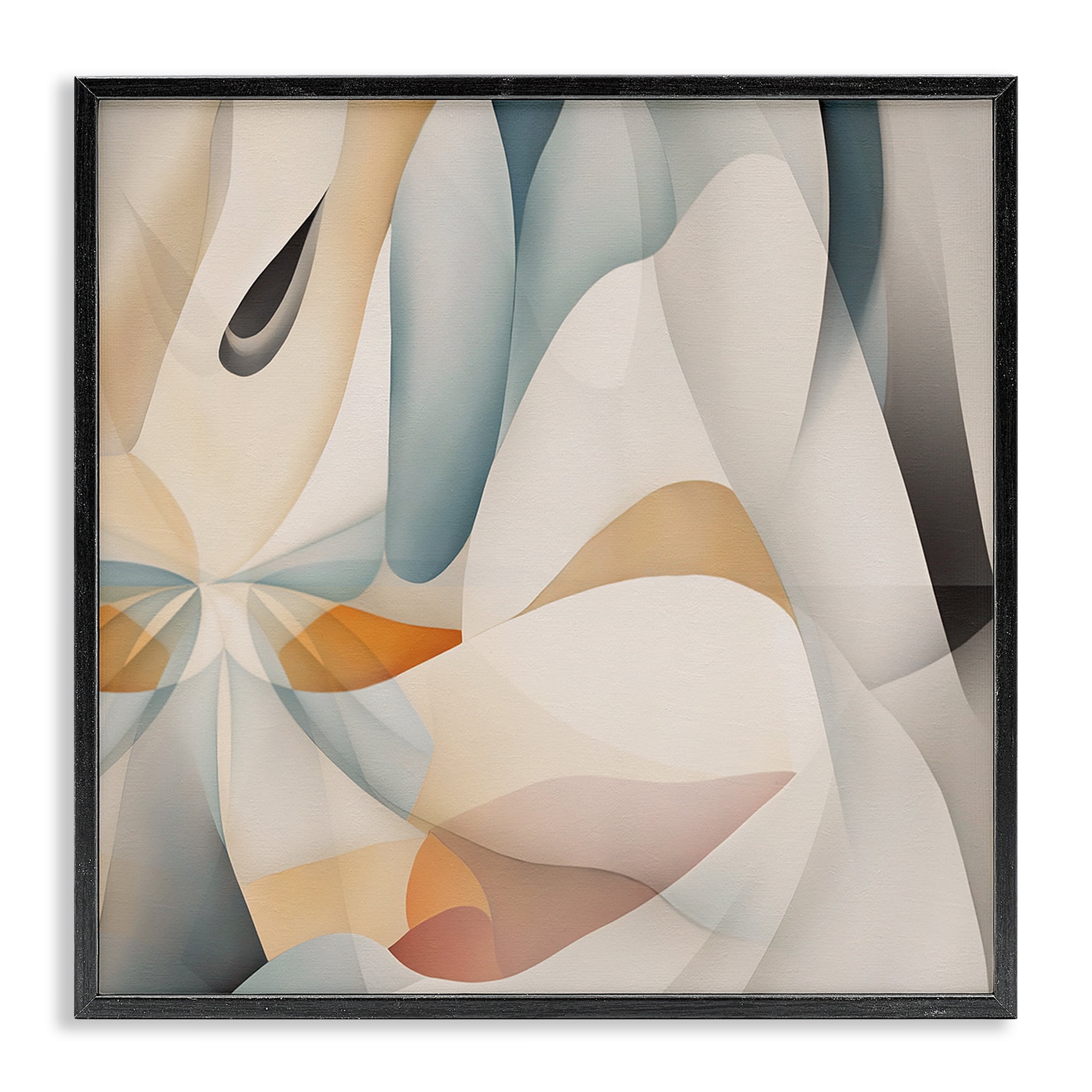Stupell Industries Flowing Curved Shapes Abstract Painting Black Framed Art Print Wall Art, 24 x 24