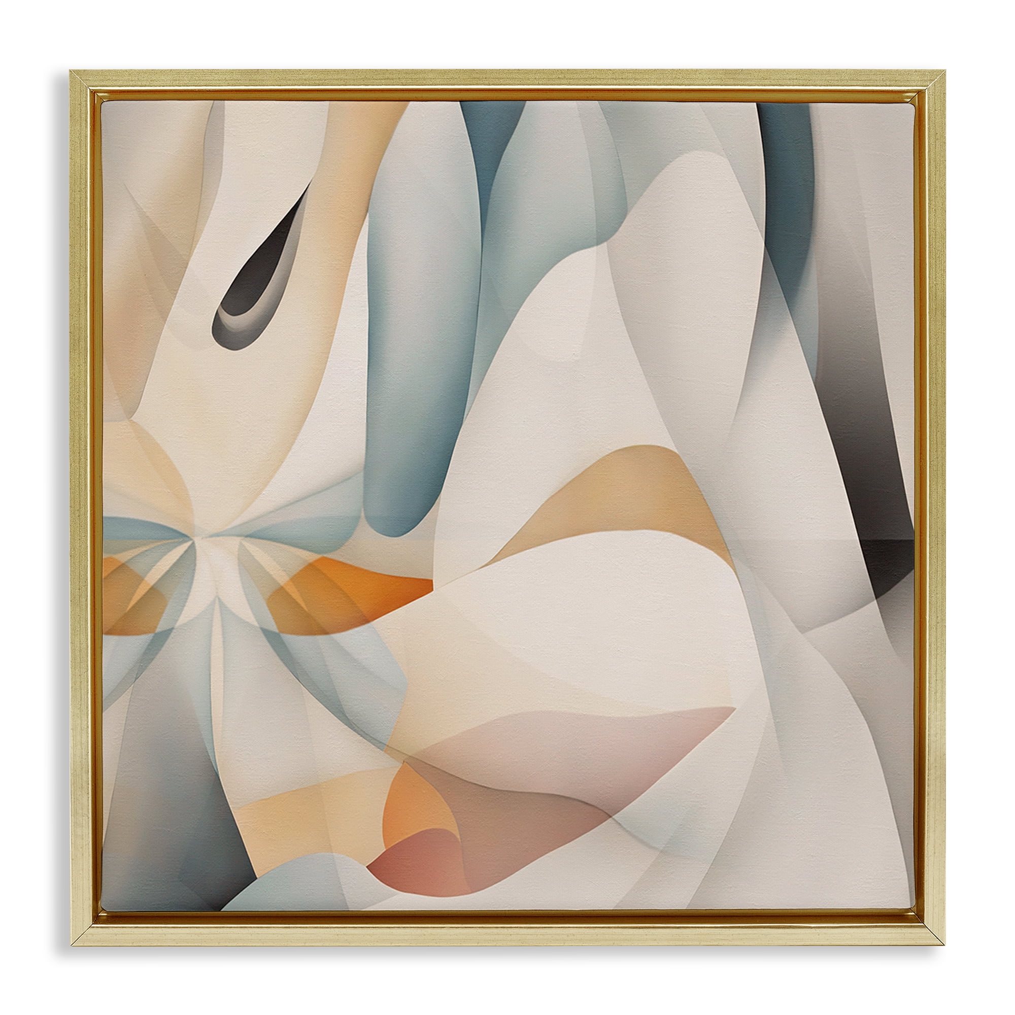 Stupell Industries Flowing Curved Shapes Abstract Painting Gold Floater Framed Canvas Art Print Wall Art, 25 x 25