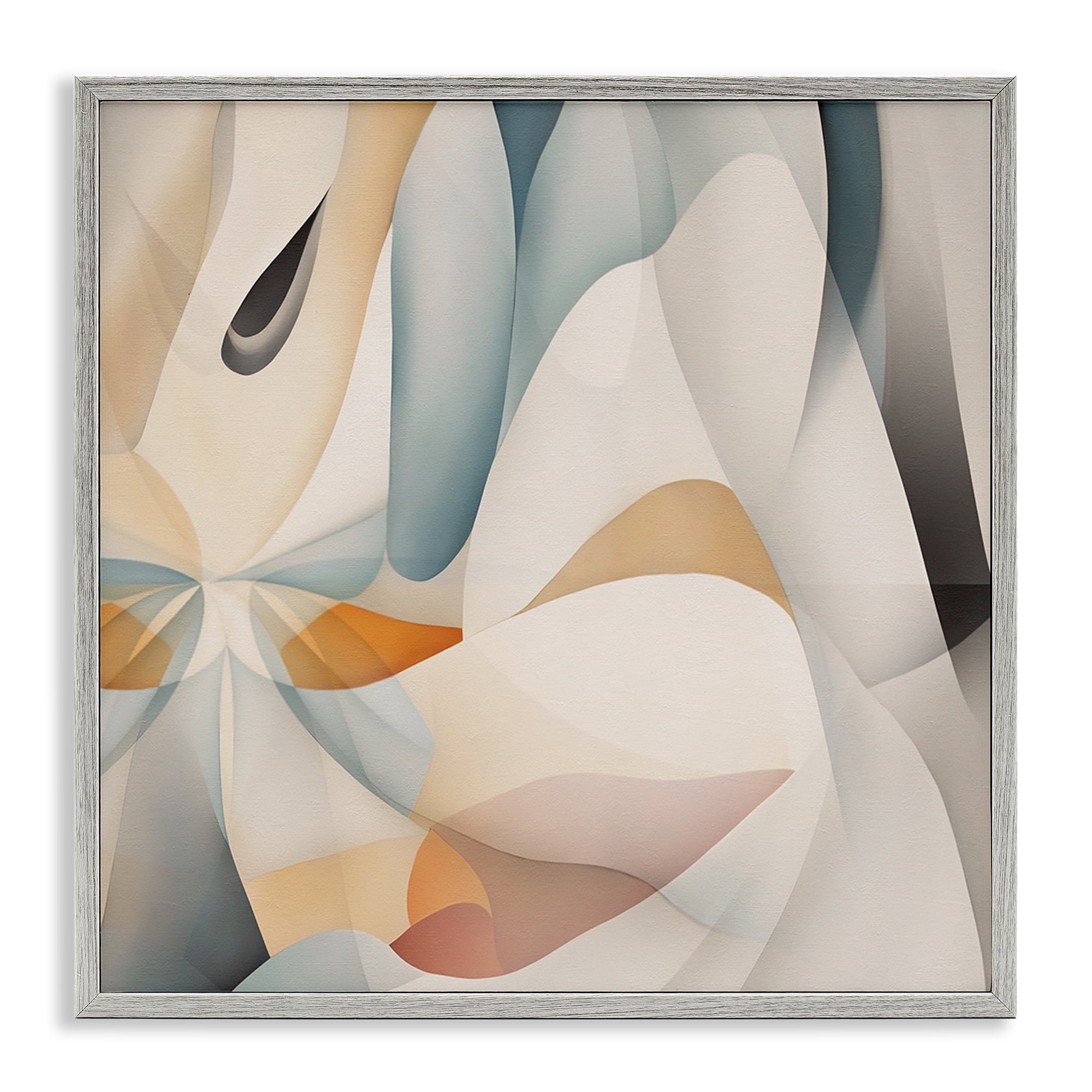 Stupell Industries Flowing Curved Shapes Abstract Painting Gray Framed Art Print Wall Art, 24 x 24