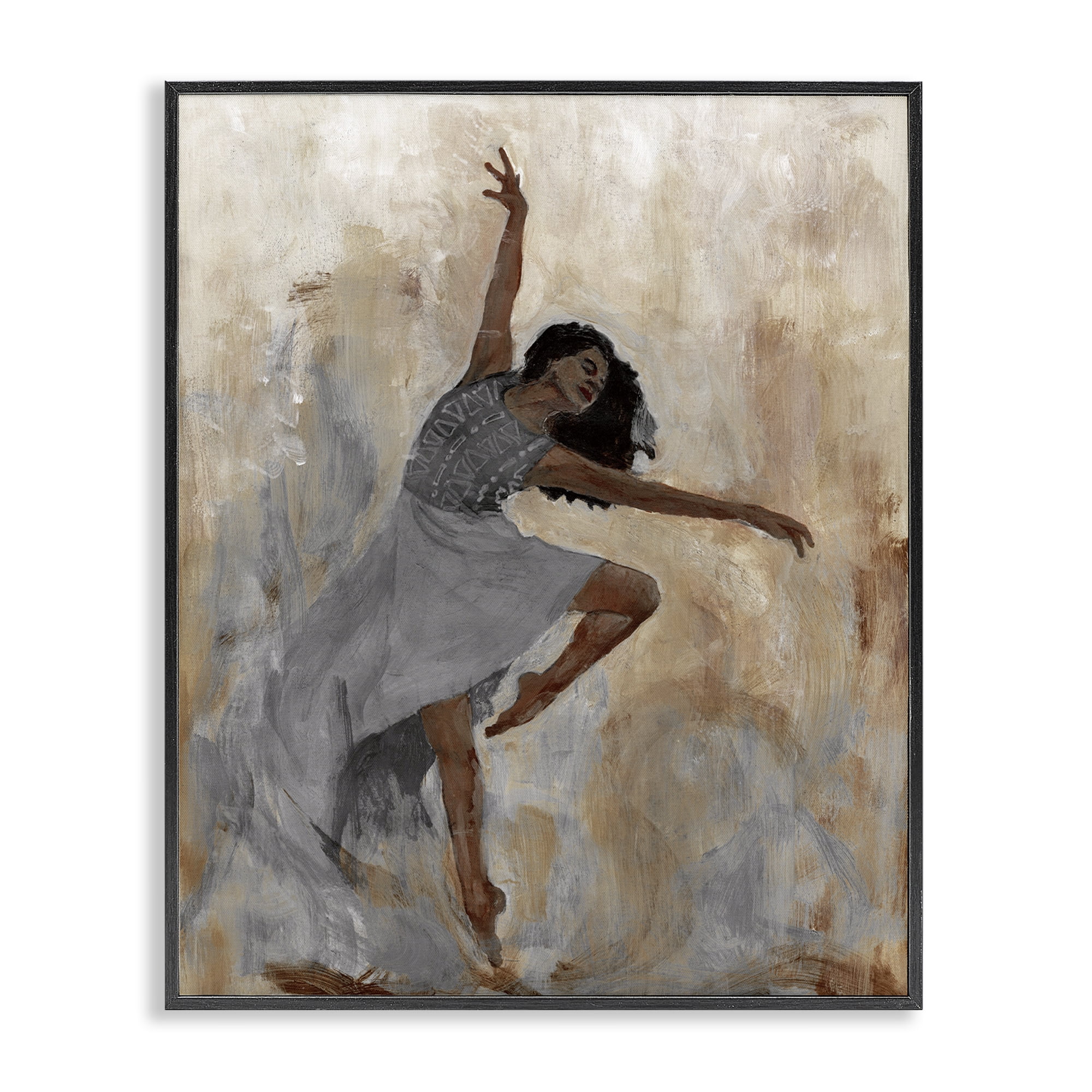 Stupell Industries Flowing Dancer Woman Novelty Painting Black Framed Art Print Wall Art, 11 x 14