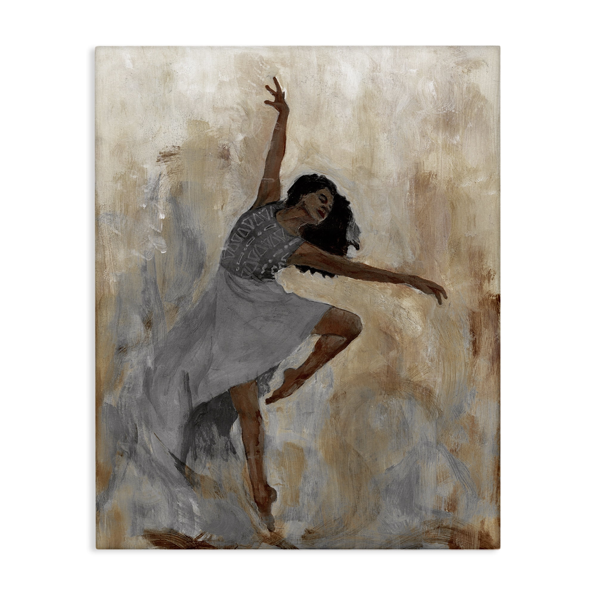 Stupell Industries Flowing Dancer Woman Novelty Painting Gallery Wrapped Canvas Art Print Wall Art, 36 x 48