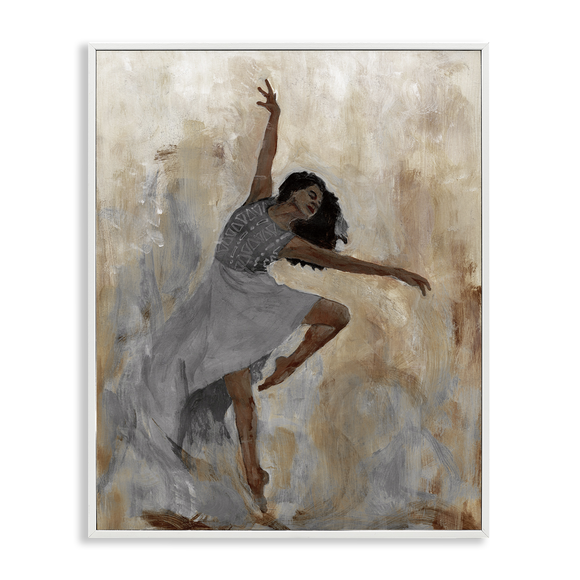 Stupell Industries Flowing Dancer Woman Novelty Painting White Framed Art Print Wall Art, 24 x 30