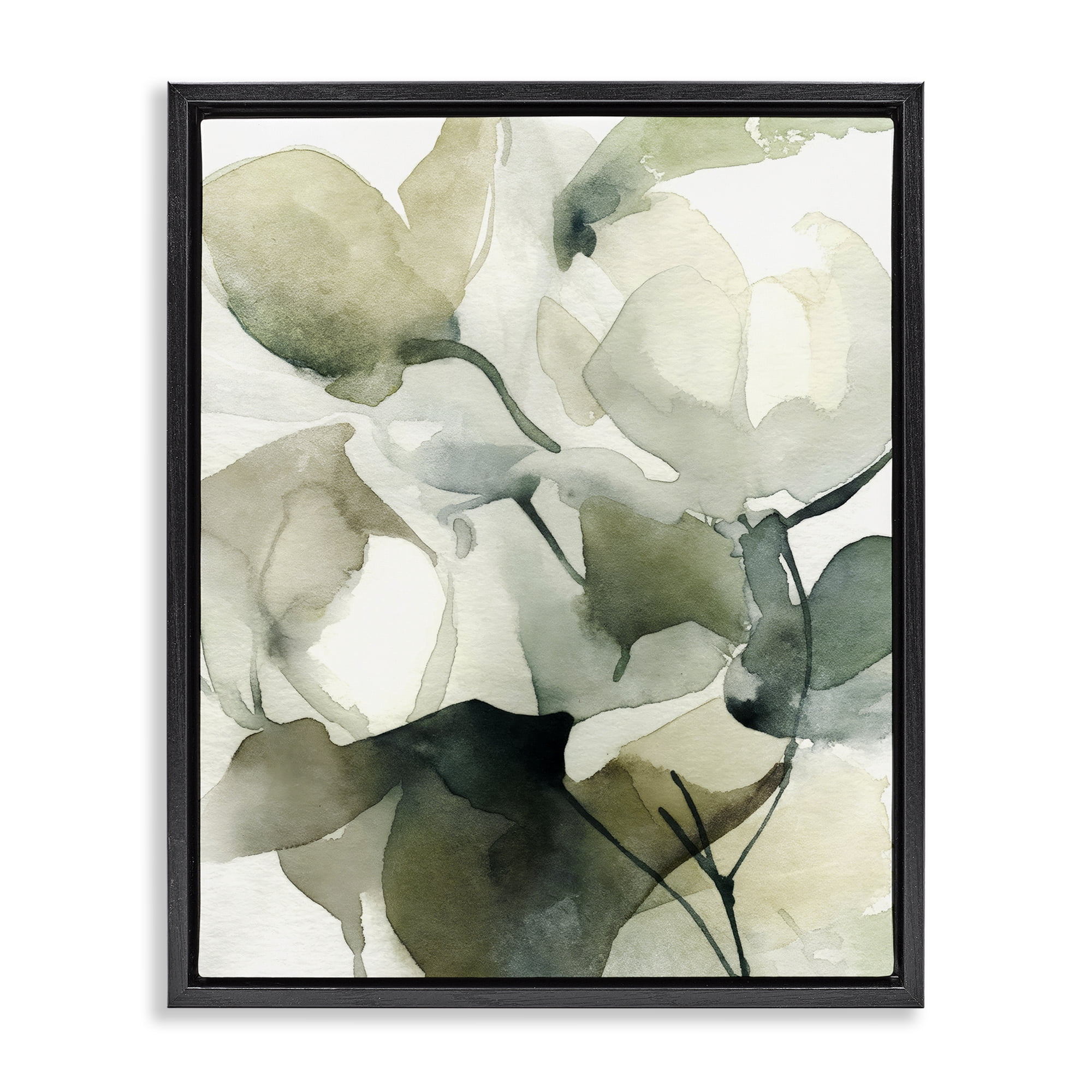 Healthy Design Frame Stupell Industries Modern Flowing Floral Branches Black Floating Frame ...