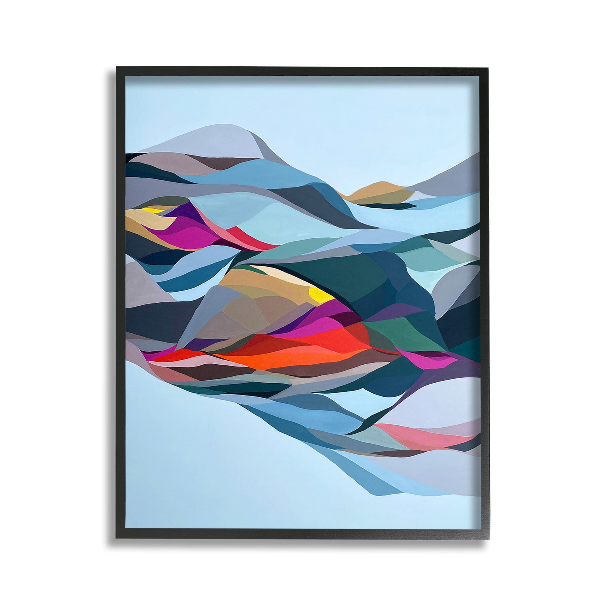 Stupell Industries Flowing Geometric Shapes Abstract Painting Black Framed Art Print Wall Art, 11 x 14