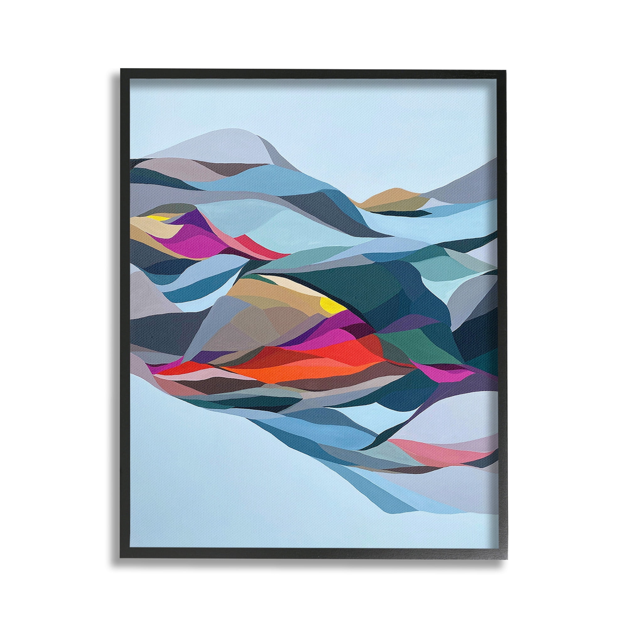 Stupell Industries Flowing Geometric Shapes Abstract Painting Black Framed Art Print Wall Art, 24 x 30