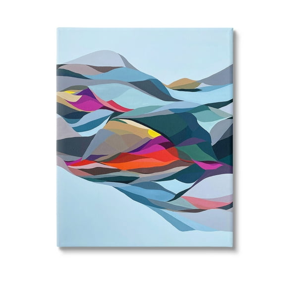 Stupell Industries Flowing Geometric Shapes Abstract Painting Gallery Wrapped Canvas Art Print Wall Art, 16 x 20